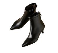 Xytraiihw Stivaletti da Donna, con Tacco A Blocco Punta Affilata Stile retrò Scarpe Corte Classici Comodi Stivali da Cavaliere Grandi Dimensioni Eleganti Stivali da Abito,Nero,39 EU