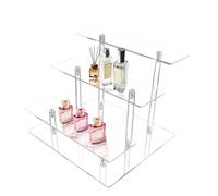 xyuayamz Espositore Acrilico 3 Strati, Porta Profumi, Espositori Acrylic Trasparente, Alzate di Display Stand per Figure, Cupcakes, Profumi, Cosmetici, Oggetti da Collezione, 1 Pezzi