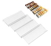xyuayamz Porta Spezie da Cassetto, Portaspezie da Cassetti, Spice Rack Cassetto Estensibile da 27 a 55cm, Portaspezie Salvaspazio per Cucina Piano di Lavoro Armadio, Acrilico, 4 Pezzi, Trasparente