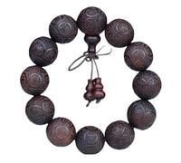 XYUERU Braccialetti di Legno Bracciale con Perline di Legno di Sandalo Naturale Bracciale con Perline Grandi di Preghiera, Collana di Buddha Buddista Tibetano in Legno for Uomini e Donne