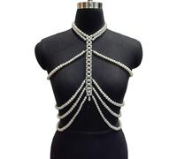 XYUERU Collana Girocollo con Bavaglino in Perle finte da Sposa, Gioiello con Catena for Il Corpo con Perline, Collo Scialle, Catena da Braccio Multistrato in Stile Boho, Gioielli for Il Corpo