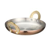 XYUERU Padella for paella, padella a doppia parete in acciaio inox, wok for cuocere il formaggio, padella for cucinare, utensili da cucina for ristoranti casalinghi(Gold,28cm)