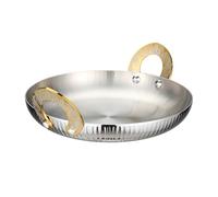XYUERU Padella for paella, padella a doppia parete in acciaio inox, wok for cuocere il formaggio, padella for cucinare, utensili da cucina for ristoranti casalinghi(Silver,22 cm)