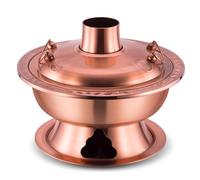 XYUERU Pentola calda in rame, pentola Shabu vintage, pentola for stufato e zuppa tradizionale cinese, manico anti-scottatura, pentole da cucina for casa, feste, ristoranti(34cm)