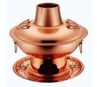 XYUERU Pentola cinese a carbone, pentola a carbone in rame, pentola for zuppa, pentole da cucina for uso domestico in campeggio, ottone(32cm)