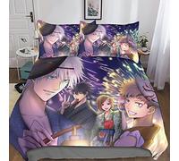 XYueww Jujutsu Kaisen Set Copripiumino, 3D Stampa Adolescenti Ragazzi Set Di Biancheria Da Letto Per,microfibra Animated Characters Copripiumino 3 Pezzi, Con Chiusura A Cerniera Double（200x200cm）