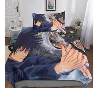XYueww Stampa 3D Jujutsu Kaisen Set Biancheria Da Letto Set Animated Characters Copripiumino Con, Con Federe Cerniera, Copripiumino in Microfibra 3 Pezzi, Per Ragazzi E Ragazze Single（135x200cm）