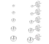 Xyvona 5 paia di orecchini a perno in acciaio inox, ipoallergenici, sensibili, per lobo, trago, conchiglia, compleanni, San Valentino