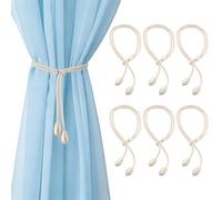 Xyvor 6 Pezzi Fermatende per Tende, Regolabili Ferma Tende, Fermatenda per Tende in Cotone, Fermatende E Raccogli Tenda, Fermatenda per Tende per Soggiorno, Camera da Letto, Balcone (Beige, 110Cm)