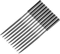 XYWHPGV 10 pezzi di lima ad ago triangolare in acciaio di secondo taglio con manico in plastica, 4 mm x 160 mm(60638 bf84d 7fd00 09fe6 7298b b3ca2