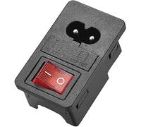 XYWHPGV C8-8 Adattatore per spina per montaggio a pannello 250V 10A 2P 1.5mm Fibbia Modulo di ingresso IEC Spina Connettore di alimentazione Presa diritta con interruttore fusibile rosso a 4 pin(8c9a