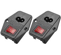 XYWHPGV C8-8 Adattatore per spina per montaggio a pannello 250V 10A 2P Modulo di ingresso IEC Spina Connettore di alimentazione Presa diritta con fusibile a 4 pin Interruttore rossa 2 pezzi(75174 843