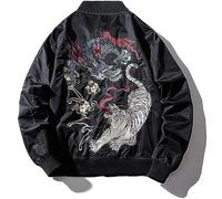 XYXIONGMAO Giapponese Dragon Tiger Hip Hop Abbigliamento Uomo Bomber Giacca Oversize Street Windbreaker Flying Streetwear, nero, Medium