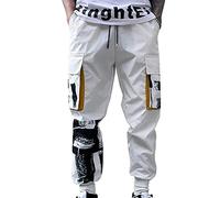 XYXIONGMAO Harem Pantaloni per gli Uomini Hip Hop Techwear Pantaloni Streetwear Uomini Multi-Tasca Pantaloni Casual Sciolto Tuta Funzionale, bianco, XL