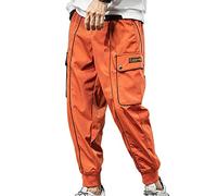 XYXIONGMAO Streetwear Hip Hop Cargo Pantaloni Pantaloni per gli Uomini Casual Pantaloni Sciolti Multi-Tasca Sport All'aperto Harem Tuta - arancione - M