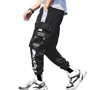 XYXIONGMAO Streetwear Pantaloni Hip Hop Cargo Joggers per Uomini e Donne, Sport Casual Attivo Tuta, Nero, S