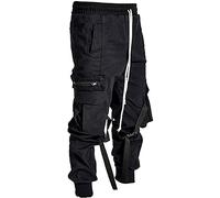 XYXIONGMAO Streetwear Techwear Hip Hop Harem Pantaloni per gli Uomini Sport Casual Allentato Tuta Multi-Pocket Hip-hop Pantaloni - nero - XL