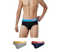 XYXX Dynamo & Volt Tencel Micromodal Regular Fit Solid Antimicrobica Slip da uomo senza segni in vita (confezione da 3), Pitch Black+Navy Blu+Ash Grey, 50