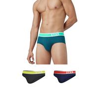 XYXX Dynamo & Volt Tencel Micromodal Regular Fit Solid Antimicrobica Slip da uomo senza segni in vita (confezione da 3), Verde smeraldo+blu navy+grigio strom, 50