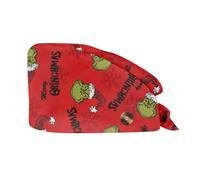 XYYYHTL Antipolvere Donna Cappello Cuffie Chirurgiche per Infermiera Dottore Infermiera Cuoco cosmetologi Cappello con Stampa Natalizia Cuffia Chirurgica con Fascia Regolabile