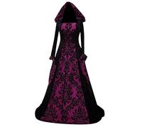 XYYYHTL Vestito Gotico Donna Halloween Abito da retrò Medievale con Maniche A Tromba Stile Medievale Vittoriano per Il Rinascimento Malefica Costume Vampira Donna