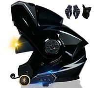 XYYYM Casco da Moto Bluetooth, Casco Integrale con 2 Piloti Casco Bluetooth Intercom Omologato DOT/ECE, Leggero, con Doppia Visiera, Casco Modulare per Adulti Uomini Donne S~XL