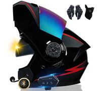 XYYYM Casco da Moto Bluetooth, Casco Integrale con 2 Piloti Casco Bluetooth Intercom Omologato DOT/ECE, Leggero, con Doppia Visiera, Casco Modulare per Adulti Uomini Donne S~XL