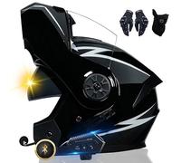 XYYYM Casco da Moto Bluetooth, Casco Integrale con 2 Piloti Casco Bluetooth Intercom Omologato DOT/ECE, Leggero, con Doppia Visiera, Casco Modulare per Adulti Uomini Donne S~XL