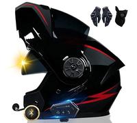 XYYYM Casco da Moto Bluetooth, Casco Integrale con 2 Piloti Casco Bluetooth Intercom Omologato DOT/ECE, Leggero, con Doppia Visiera, Casco Modulare per Adulti Uomini Donne S~XL