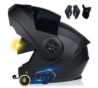 XYYYM Casco da Moto Bluetooth, Casco Integrale con 2 Piloti Casco Bluetooth Intercom Omologato DOT/ECE, Leggero, con Doppia Visiera, Casco Modulare per Adulti Uomini Donne S~XL