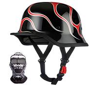 XYYYM Mezzo Casco Moto Vintage Tedesco Casco a Faccia Aperta retrò Omologato ECE, Berretto Donna Uomo Adulto Fibbia a Sgancio Rapido Regolabile, Scooter Crociera Bicicletta, 57~64cm