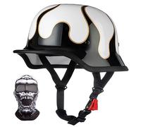 XYYYM Mezzo Casco Moto Vintage Tedesco Casco a Faccia Aperta retrò Omologato ECE, Berretto Donna Uomo Adulto Fibbia a Sgancio Rapido Regolabile, Scooter Crociera Bicicletta, 57~64cm