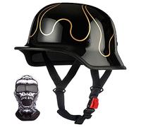 XYYYM Mezzo Casco Moto Vintage Tedesco Casco a Faccia Aperta retrò Omologato ECE, Berretto Donna Uomo Adulto Fibbia a Sgancio Rapido Regolabile, Scooter Crociera Bicicletta, 57~64cm