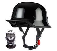 XYYYM Mezzo Casco Moto Vintage Tedesco Casco a Faccia Aperta retrò Omologato ECE, Berretto Donna Uomo Adulto Fibbia a Sgancio Rapido Regolabile, Scooter Crociera Bicicletta, 57~64cm