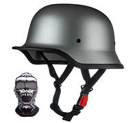 XYYYM Mezzo Casco Moto Vintage Tedesco Casco a Faccia Aperta retrò Omologato ECE, Berretto Donna Uomo Adulto Fibbia a Sgancio Rapido Regolabile, Scooter Crociera Bicicletta, 57~64cm