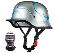 XYYYM Mezzo Casco Moto Vintage Tedesco Casco a Faccia Aperta retrò Omologato ECE, Berretto Donna Uomo Adulto Fibbia a Sgancio Rapido Regolabile, Scooter Crociera Bicicletta, 57~64cm