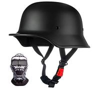 XYYYM Mezzo Casco Moto Vintage Tedesco Casco a Faccia Aperta retrò Omologato ECE, Berretto Donna Uomo Adulto Fibbia a Sgancio Rapido Regolabile, Scooter Crociera Bicicletta, 57~64cm