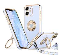XYZ Cover per iPhone 11 con Supporto, Custodia con Doppio Anello a Forma di Cuore con Cordino per Ragazze e Donne, Custodia Protettiva di Lusso per iPhone 11, Blu