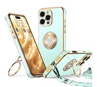XYZ Cover per iPhone 16 Pro Max con Supporto, Custodia con Doppio Anello a Forma di Cuore con Cordino per Ragazze e Donne, Custodia Protettiva di Lusso per iPhone 16 Pro Max, Verde