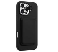 XZC Custodia magnetica per iPhone 14 Pro (compatibile con MagSafe) con porta carte di credito rimovibile, custodia in silicone con protezione per obiettivo della fotocamera, nero