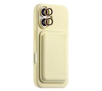 XZC Custodia magnetica per iPhone 16 Pro Max (compatibile con MagSafe) con porta carte di credito rimovibile, custodia in silicone con protezione per obiettivo della fotocamera, giallo