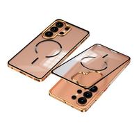 XZC Custodia per Samsung S26 Ultra MagSafe magnetica, retro trasparente ultra sottile, semi-trasparente, dissipazione del calore, supporto di ricarica wireless (arancione, per Samsung S26 Ultra)