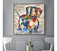 XZCNDF Bassotto Graffiti Art Dipinti su tela Astratti Cane Poster e stampe Immagini di arte della parete per soggiorno Decorazioni per la casa 50x50 cm Senza cornice
