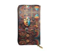 XZDAL A Artistic Wonder - Portafoglio lungo in pelle con scomparti per carte, tasca per contanti e portamonete con cerniera