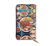 XZDAL A Delicious Feast - Portafoglio lungo in pelle alla moda con scomparti per carte, tasca per contanti e portamonete con cerniera