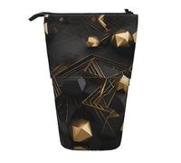 XZDAL Astuccio a quadri nero e oro con design espandibile, portatile e leggero, per cancelleria, piccoli oggetti