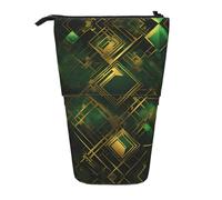 XZDAL Astuccio a quadri nero e verde con design espandibile, portatile e leggero, per cancelleria, piccoli oggetti