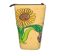 XZDAL Astuccio con semi di girasole e girasoli con design espandibile, portatile e leggero, per cancelleria, piccoli oggetti