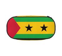 Xzdal Astuccio con stampa bandiera di Sao Tomé e Principe, per riporre articoli di cancelleria o cosmetici, per soddisfare diverse esigenze di archiviazione, Nero , Taglia unica, Beauty Case