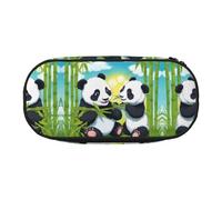 Xzdal Astuccio con stampa di due panda felici per riporre articoli di cancelleria o cosmetici, per soddisfare diverse esigenze di archiviazione, Nero , Taglia unica, Beauty Case